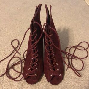 Maroon lace up heels